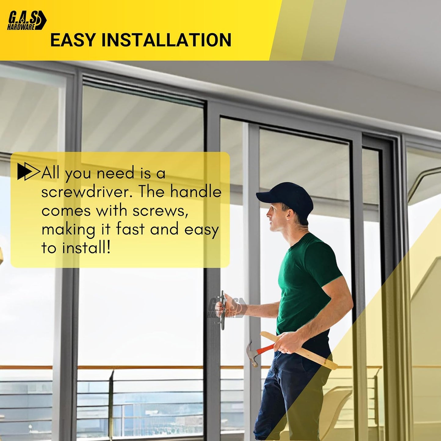 (DH-103-C) Pull Handle for Sliding Doors, 6-5/8" Hole Space - Chrome - Garage and Sliding Door Hardware