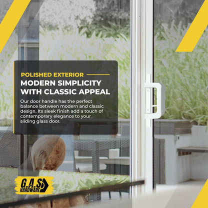 (DH-210-W) PGT Handle Replacement for Sliding Door, 3-15/16" Hole Space- White - Garage and Sliding Door Hardware