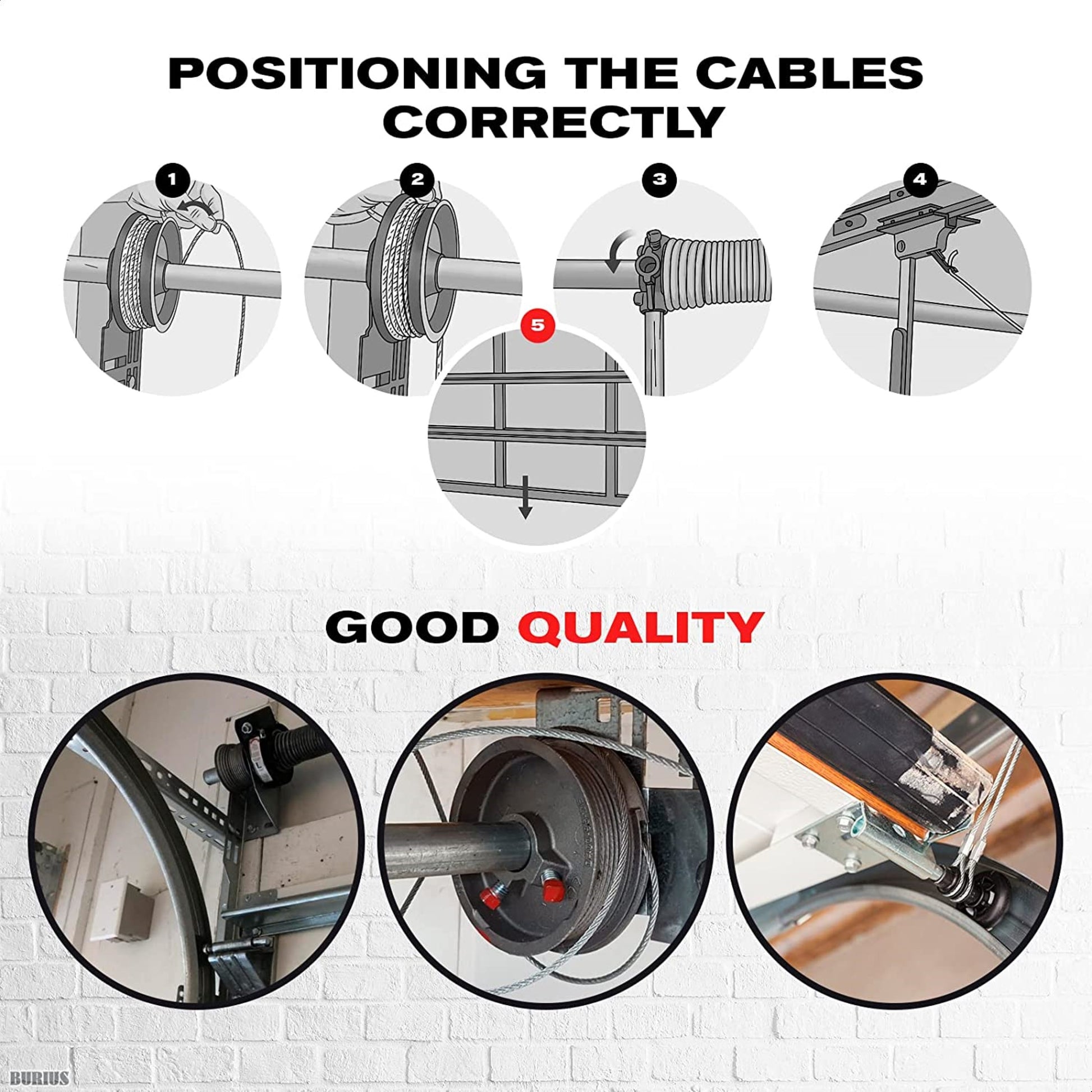 Garage Door Torsion Spring Drum Cable Assembly Pair For 7' Feet Door - Garage and Sliding Door Hardware