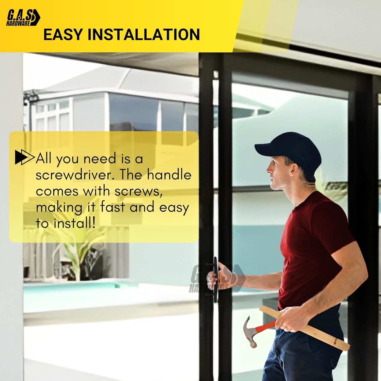 (DH-103-B) Standard Pull Handle for Sliding Doors, 6-5/8" Hole Space - Black - Garage and Sliding Door Hardware