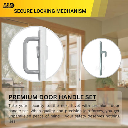 (DH-204-C-S) Windor Handle for Sliding Door, 3-15/16" Hole Space - Center Latch, Grey - Garage and Sliding Door Hardware