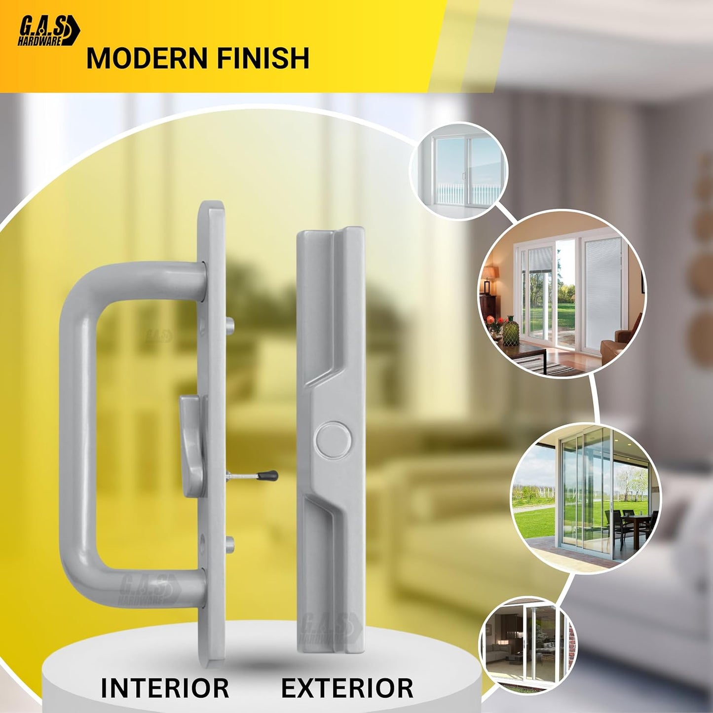 (DH-204-S) Windor Handle for Sliding Door - Offset Latch, Grey - Garage and Sliding Door Hardware