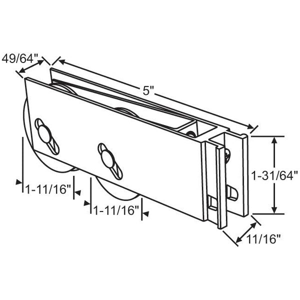 Truth Tandem Sliding Glass Door Roller 9-254T - Garage and Sliding Door Hardware