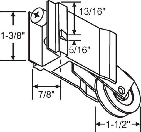 (DR-104-SP) PanAm Roller for Sliding Glass Doors NYLON Wheel