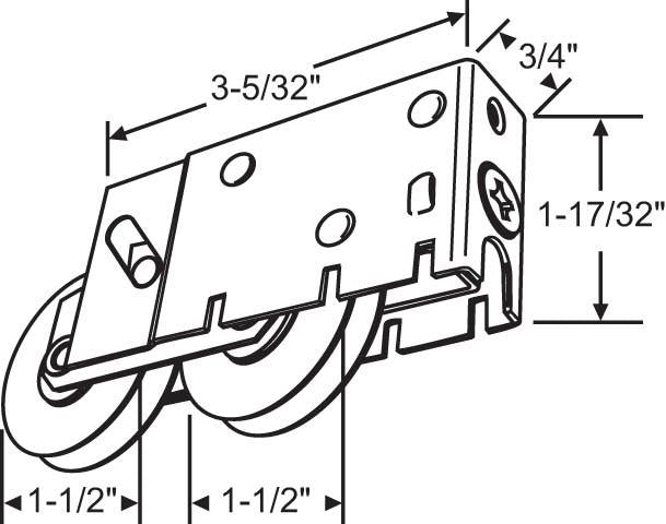 (DR-255-SP) Harcar Tandem Roller for Sliding Glass Doors NYLON WHEEL - Garage and Sliding Door Hardware