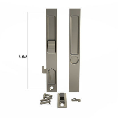 Sliding Glass Door Handle Set, Flush Mount, Non-Keyed, 6-5/8" Screw Holes (DL-502) - Garage and Sliding Door Hardware
