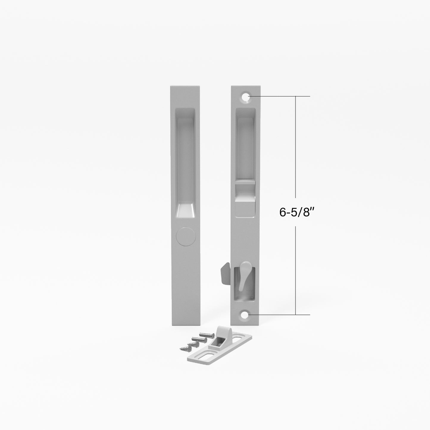 Sliding Glass Door Handle Set, Flush Mount, Non-Keyed, 6-5/8" Screw Holes (DL-502) - Garage and Sliding Door Hardware