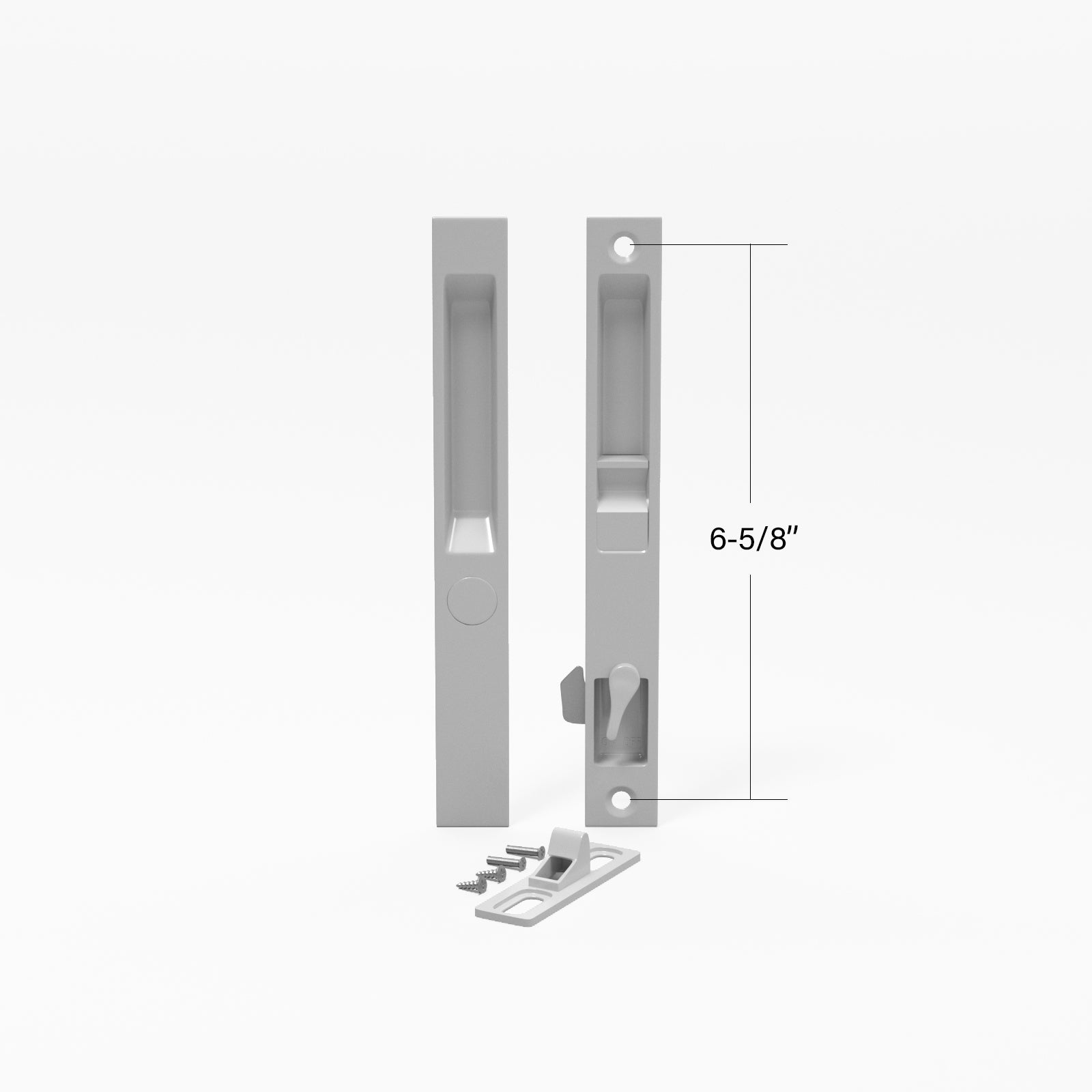Sliding Glass Door Handle Set, Flush Mount, Non-Keyed, 6-5/8" Screw Holes (DL-502) - Garage and Sliding Door Hardware