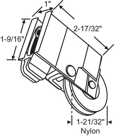 (DR-108-SP) Alcan Roller for Sliding Glass Doors - Garage and Sliding Door Hardware