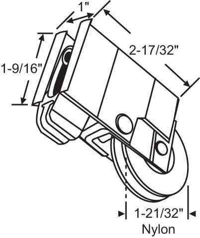 (DR-108-SP) Alcan Roller for Sliding Glass Doors NYLON Wheels - Garage and Sliding Door Hardware