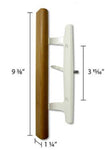 Mortise Style Reversible Sliding Patio Door Handle Set with Oak Wood Interior Handle and Exterior Pull in White Diecast Finish Fits 3-15/16” Screw Hole Spacing, Non-keyed with Latch Locks (DH-207)