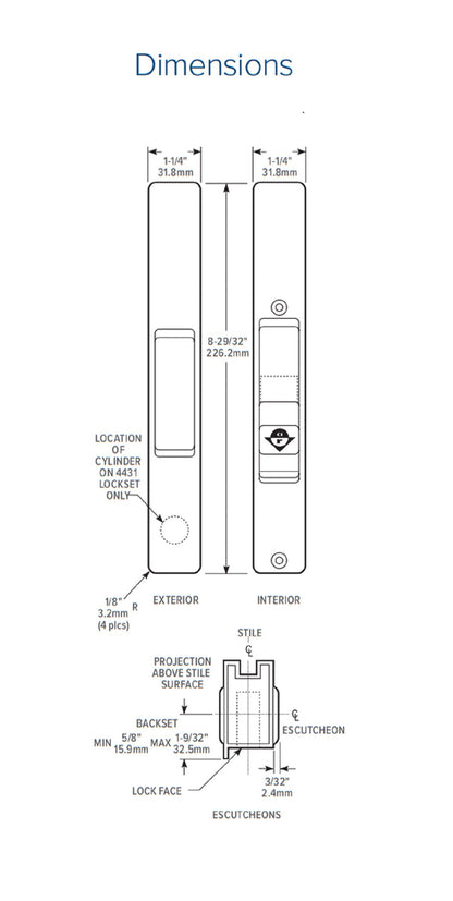 Adams Rite Flush Mount Handle With Mortise Lock and KEY CYLINDER - Garage and Sliding Door Hardware
