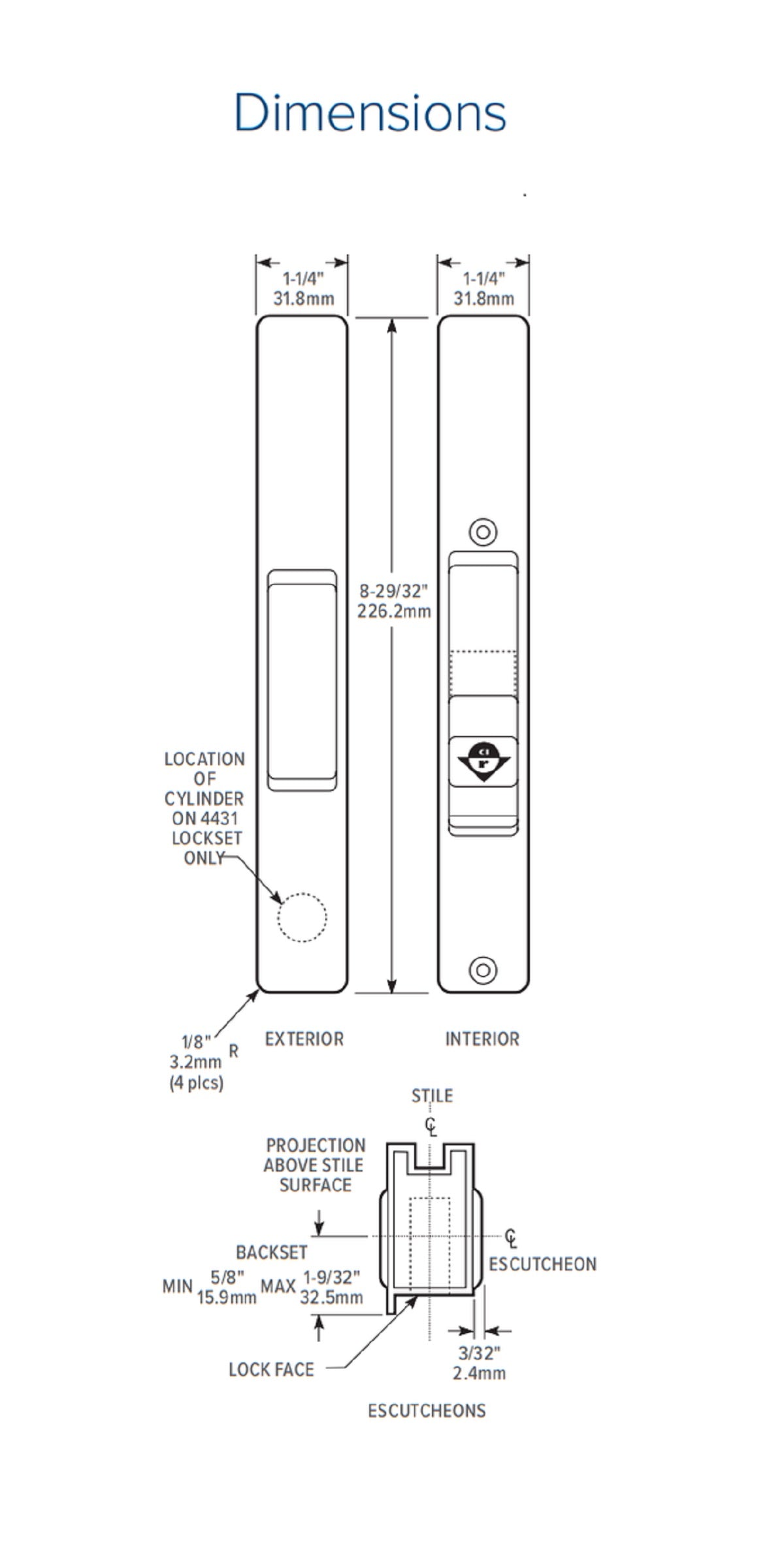 (DH-391-M-W) Adams Rite Flush Mount Handle With Mortise Lock, White - Garage and Sliding Door Hardware
