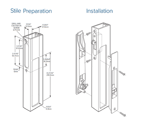 Adams Rite Flush Mount Handle With Mortise Lock and KEY CYLINDER - Garage and Sliding Door Hardware