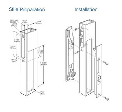 Adams Rite Flush Mount Handle With Mortise Lock and KEY CYLINDER - Garage and Sliding Door Hardware