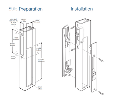 (DH-391-M-W) Adams Rite Flush Mount Handle With Mortise Lock, White - Garage and Sliding Door Hardware