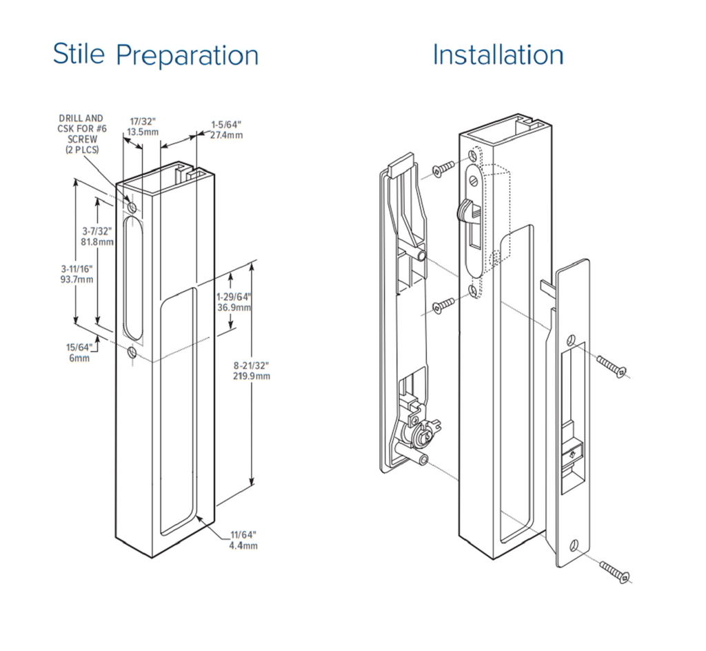 (DH-391-M-W) Adams Rite Flush Mount Handle With Mortise Lock, White ...