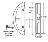 7-5/8" Omega Sliding Patio Glass Door Handle Set with 3-15/16" Hole Spacing