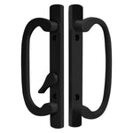 (DH-211-BLACK) Legacy Handle Set for Sliding Doors, 3-15/16" Hole Space-  BLACK- OFF SET LATCH