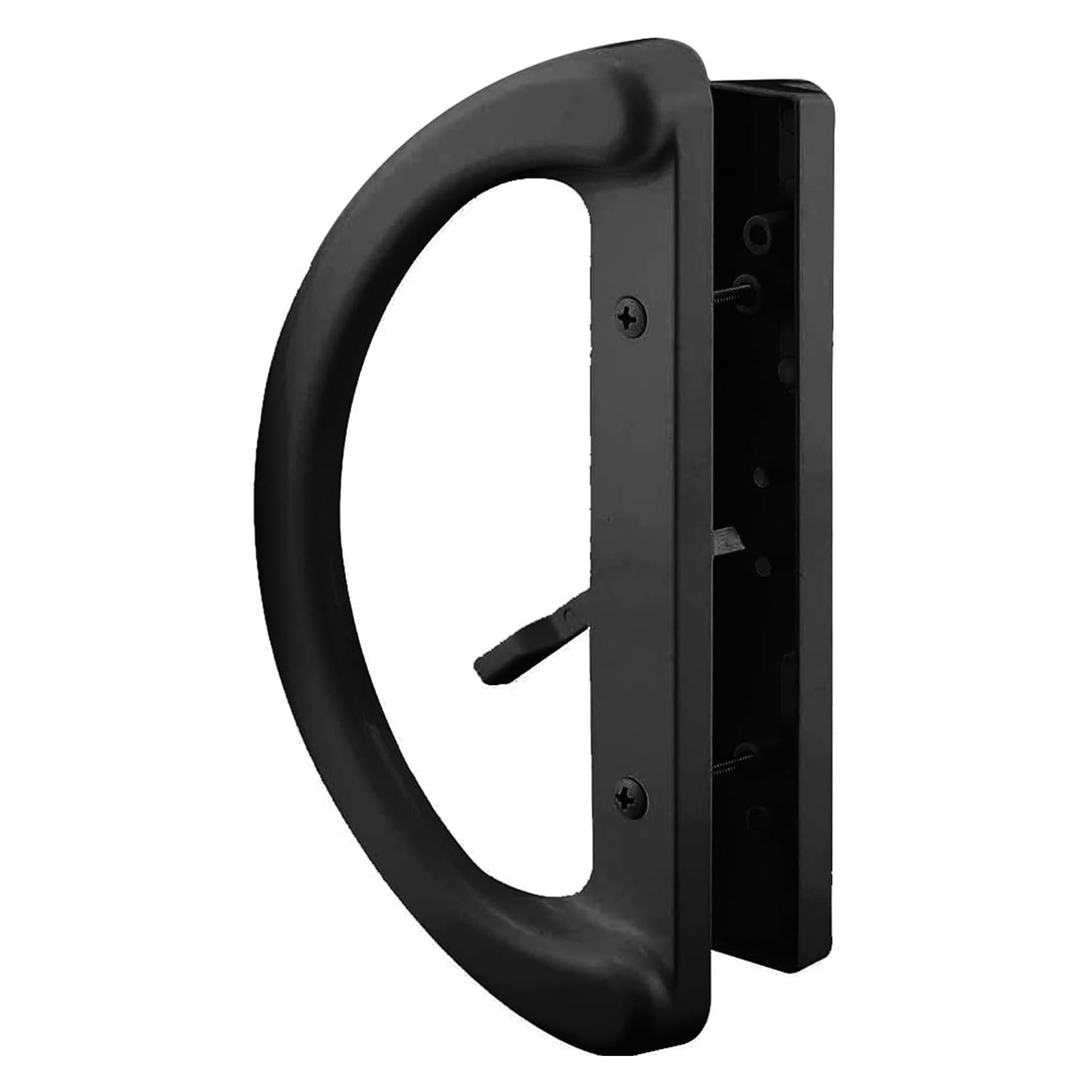 (DH-212-B) D-Grip with Lever Handle for Sliding Doors, 3-15/16" Hole Space- Black - Garage and Sliding Door Hardware