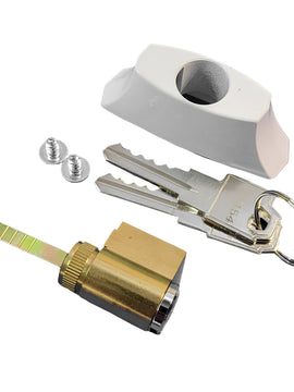 Sliding Patio Door Lock Assembly Key Cylinder and Housing (LOCKSET-16-323)