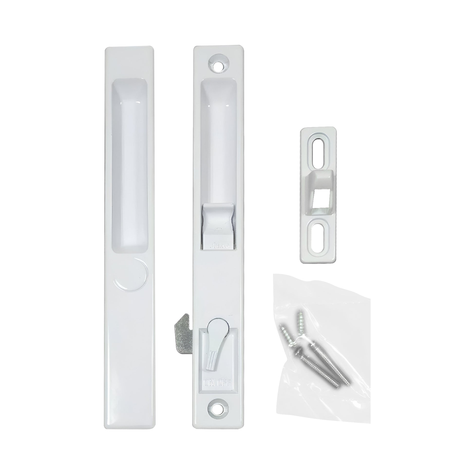 Sliding Glass Door Handle Set, Flush Mount, Non-Keyed, 6-5/8" Screw Holes (DL-502) - Garage and Sliding Door Hardware