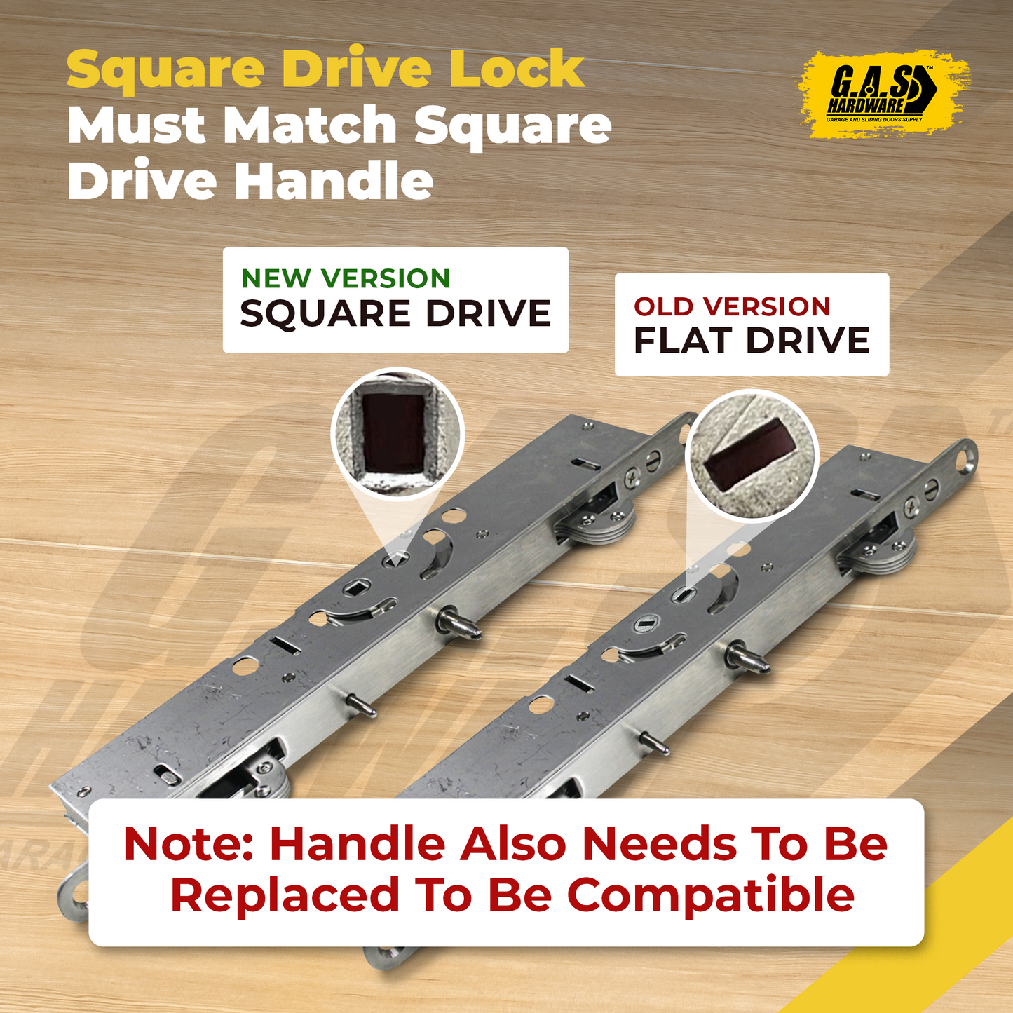 (DL-800) Windoor Dual Point Mortise Lock With Square Drive - Garage and Sliding Door Hardware