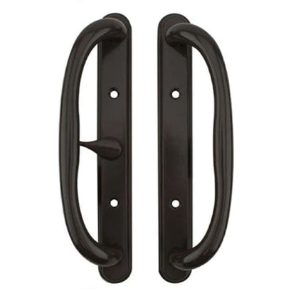 (DH-430-B) Truth Sliding Door Handle Set, Center Latch, No Key, 3-15/16" Hole Space- Black - Garage and Sliding Door Hardware