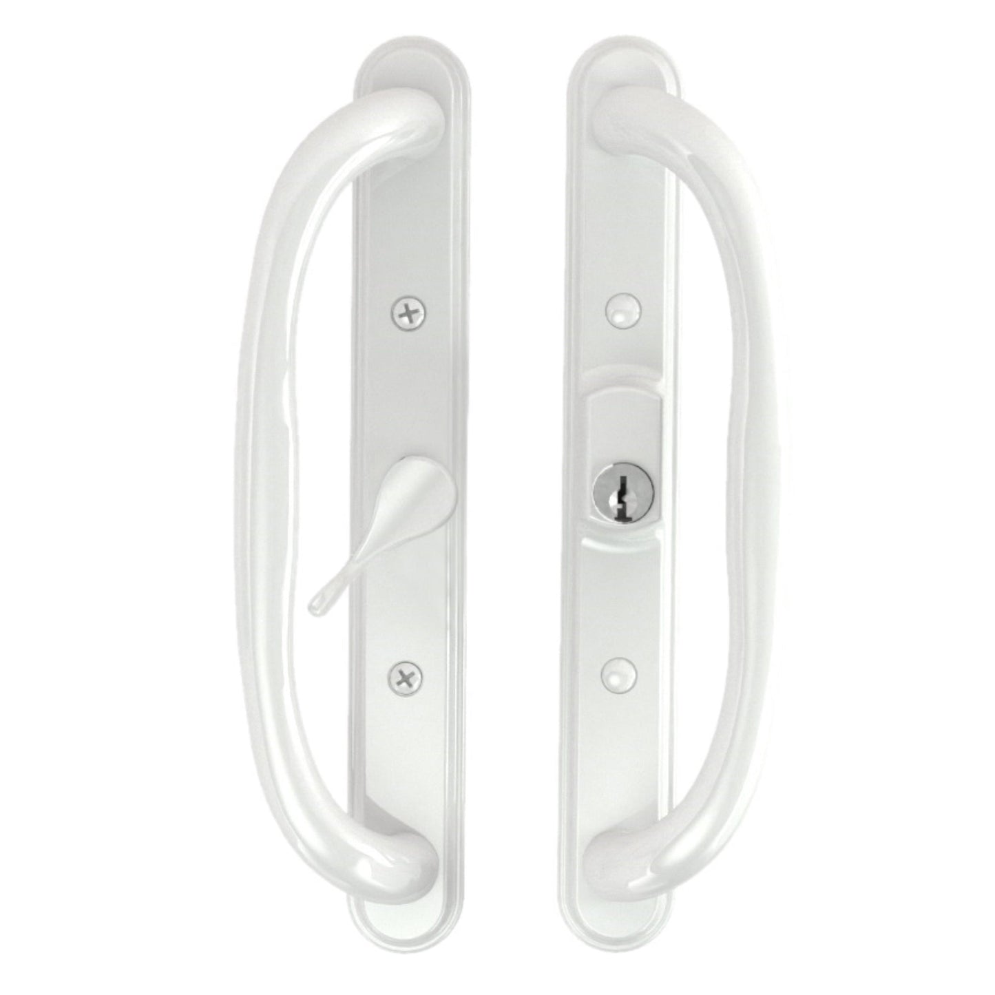 10" Sliding Patio Handle Set w/ Keys, 3 15/16" Hole Spacing, Fits 1-1/4" to 2-1/4" Door Thickness - Garage and Sliding Door Hardware