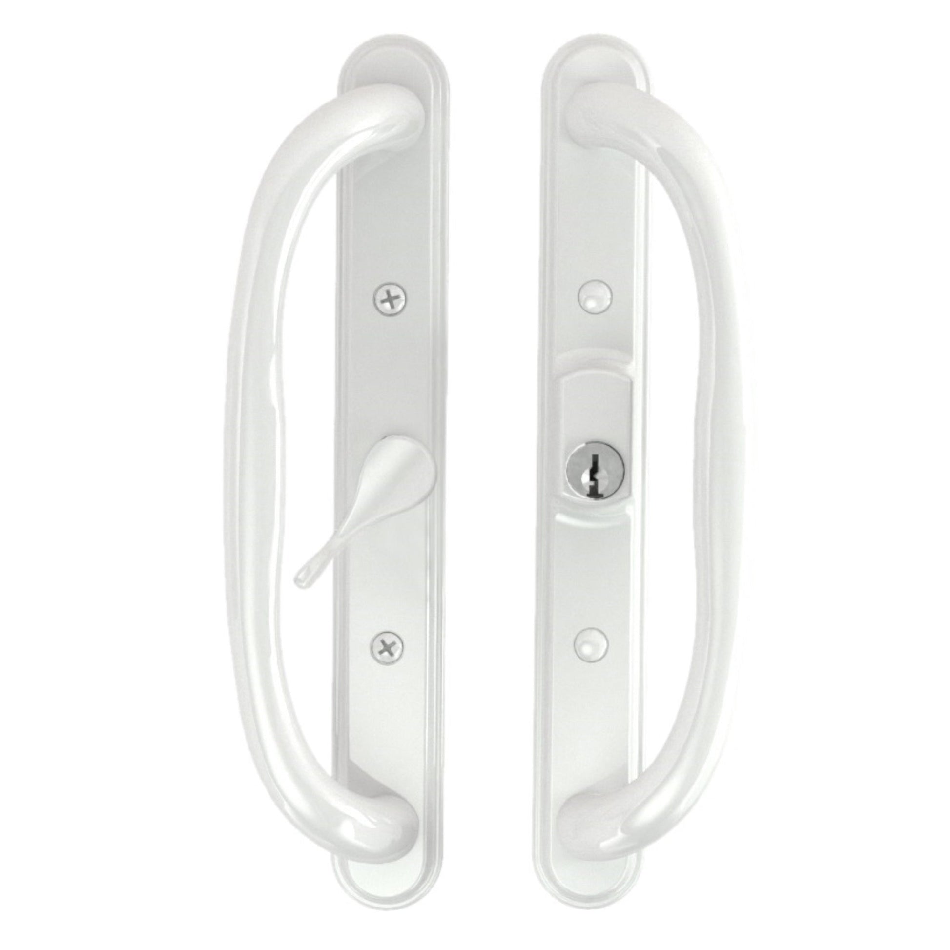 10" Sliding Patio Handle Set w/ Keys, 3 15/16" Hole Spacing, Fits 1-1/4" to 2-1/4" Door Thickness - Garage and Sliding Door Hardware