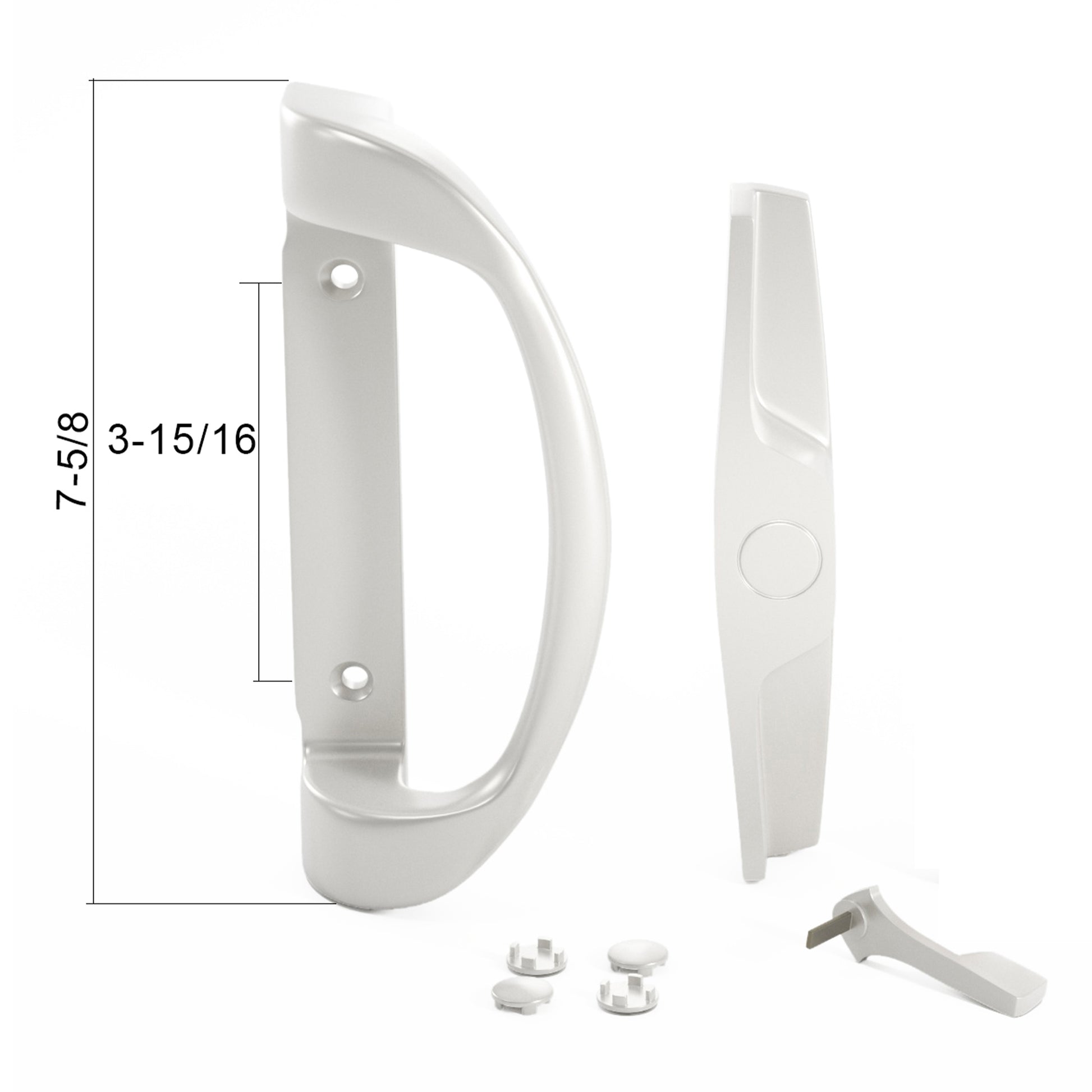7-5/8" Omega Sliding Patio Glass Door Handle + 3-15/16" Hole Spacing - Garage and Sliding Door Hardware