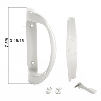 7-5/8" Omega Sliding Patio Glass Door Handle + 3-15/16" Hole Spacing - Garage and Sliding Door Hardware