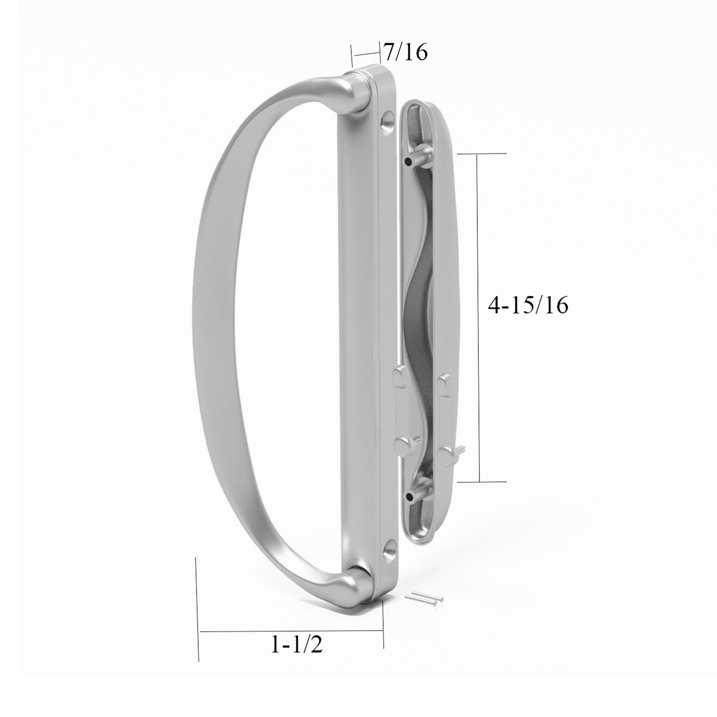 Involute Sliding Patio Door Handle Set, 4-15/16" Hole Spacing (DH-473) - Garage and Sliding Door Hardware