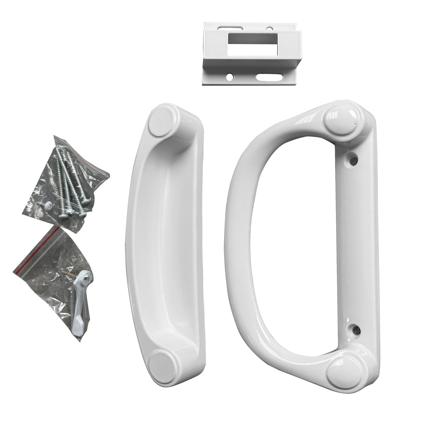 (DH-508-W) Silver Line Siding Door Handle Kit, 3-15/16" Hole Space- White - Garage and Sliding Door Hardware