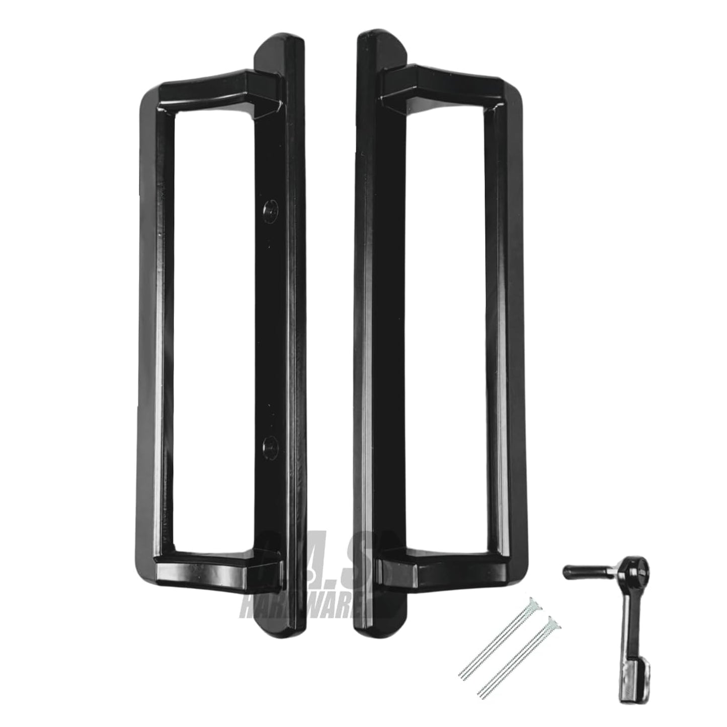 PGT 10" Black Sliding Door Handle Set w/ 3-7/8" Hole Spacing - Garage and Sliding Door Hardware