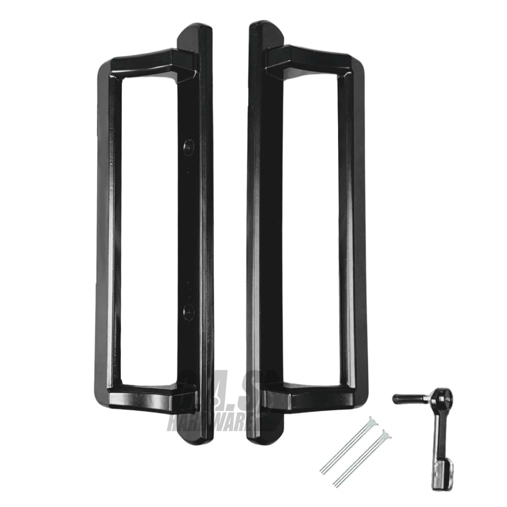 PGT 10" Black Sliding Door Handle Set w/ 3-7/8" Hole Spacing - Garage and Sliding Door Hardware