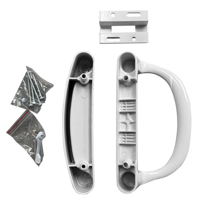 (DH-508-W) Silver Line Siding Door Handle Kit, 3-15/16" Hole Space- White - Garage and Sliding Door Hardware