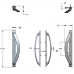 11" Sliding Patio Door Handle NON-KEYED - 3-15/16" Hole Spacing- DH-741 - Garage and Sliding Door Hardware