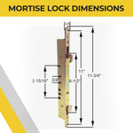 11-3/4" Amesbury Truth Alloy Steel Mortise Lock With Face Plate for Sliding Patio Glass Doors