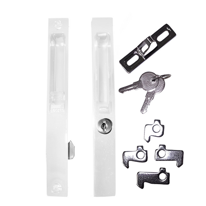 Flush Mount Single KEYED Lock Set for Sliding Doors, 6-5/8" Hole Space DL-501-WITH-KEY - Garage and Sliding Door Hardware