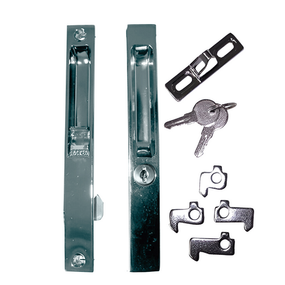 Flush Mount Single KEYED Lock Set for Sliding Doors, 6-5/8" Hole Space DL-501-WITH-KEY - Garage and Sliding Door Hardware
