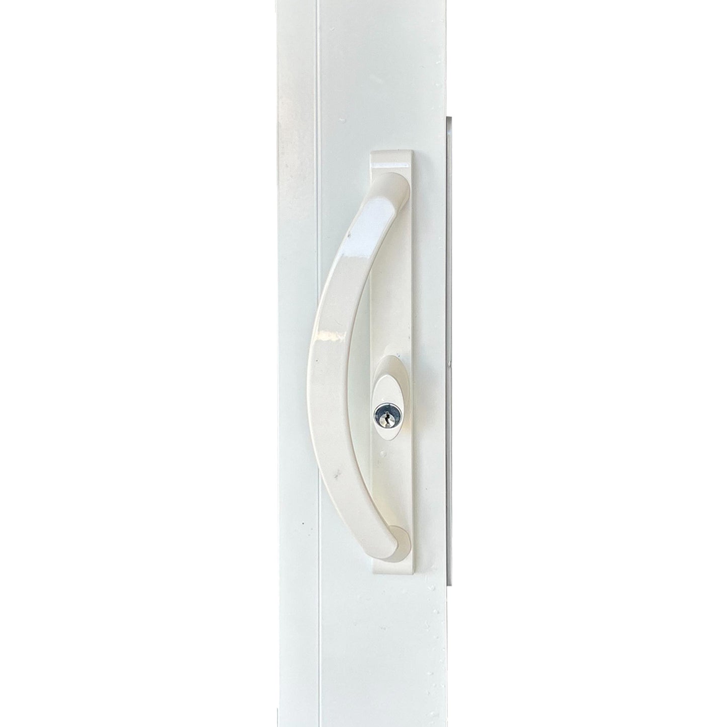 11" Sliding Patio Door Handle White w/ Keyed Lock - 3-15/16" Hole Spacing - Garage and Sliding Door Hardware