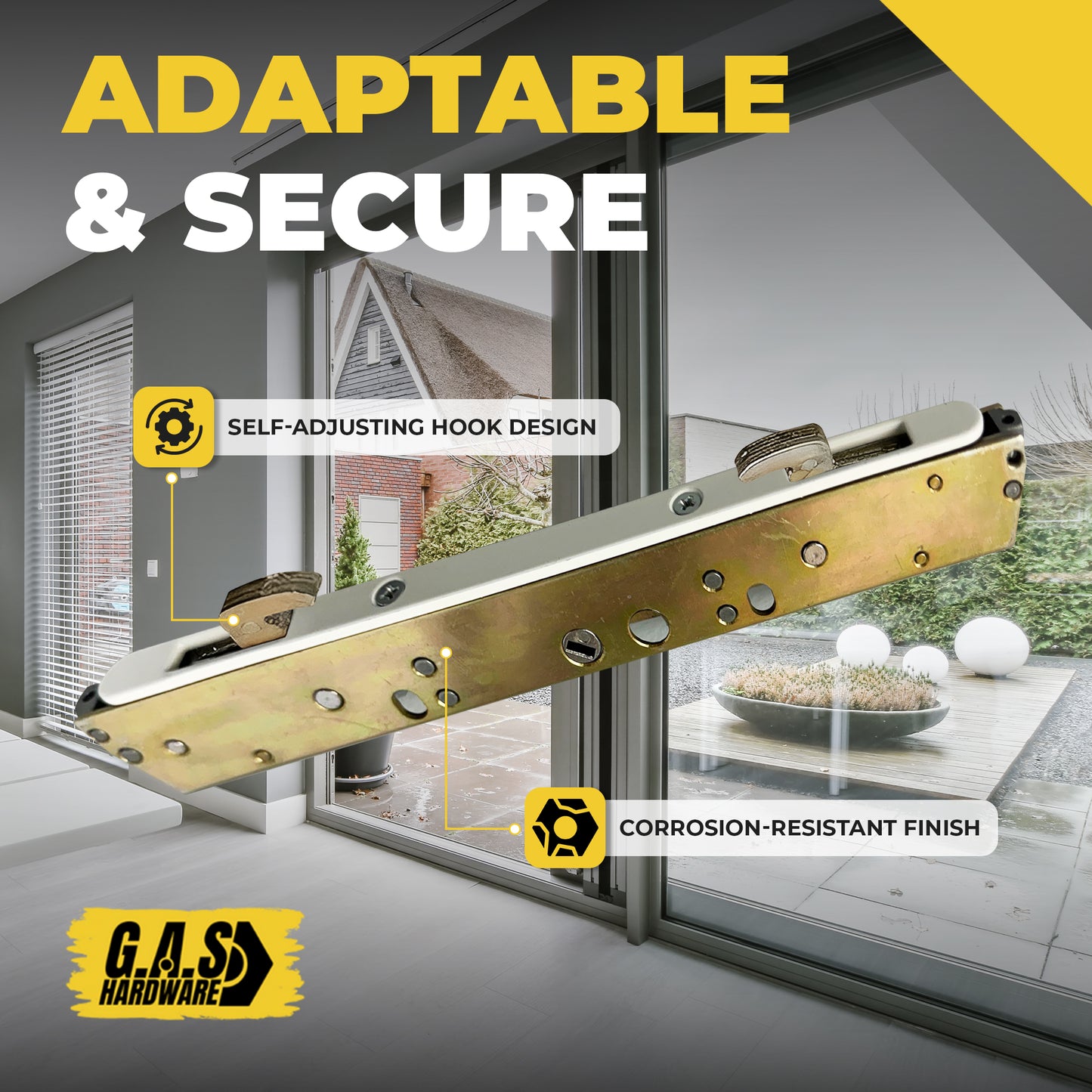 10" Dual Point Mortise Lock, 9-7/8" Hole Spacing, CENTER Latch Position - Garage and Sliding Door Hardware