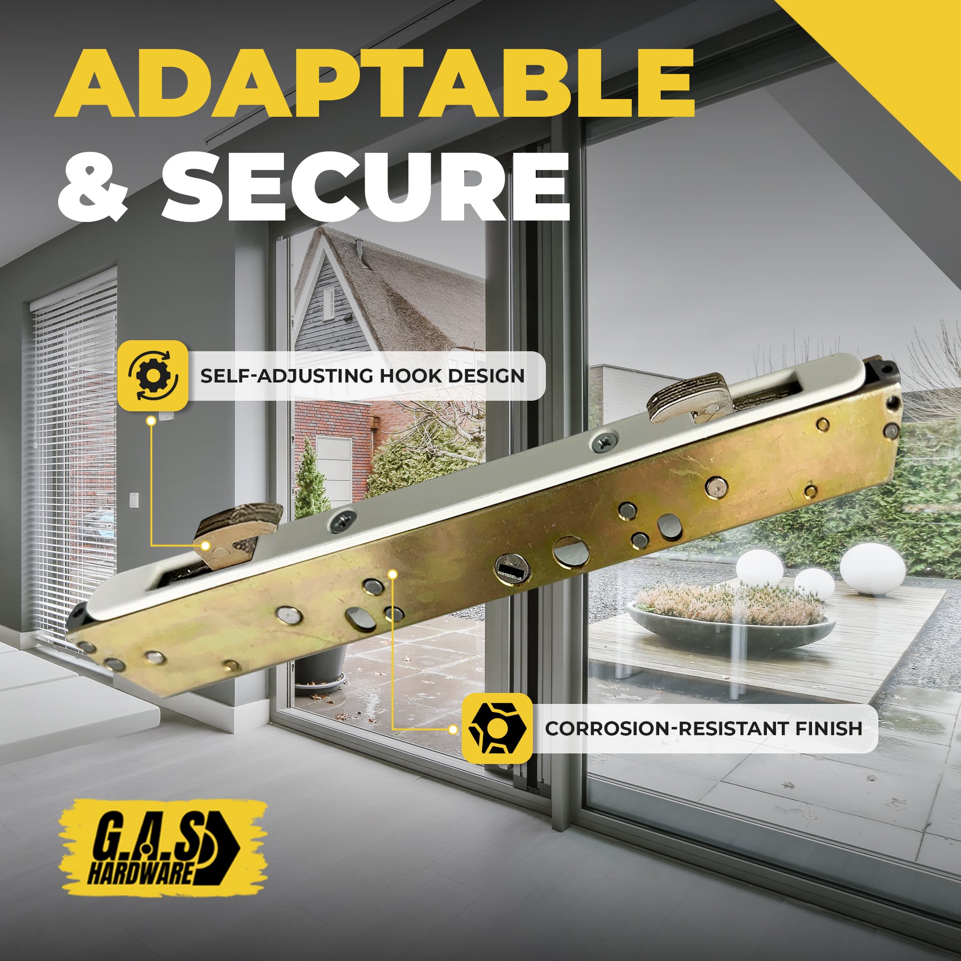 10" Dual Point Mortise Lock, 9-7/8" Hole Spacing, CENTER Latch Position - Garage and Sliding Door Hardware