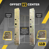 10" Dual Point Mortise Lock, 9-7/8" Hole Spacing, OFFSET Latch Position