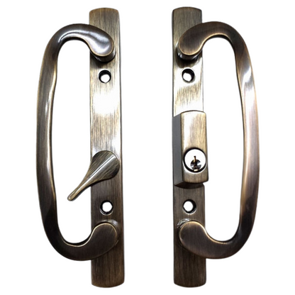 Sliding Door Handle Set, Sash Controls 2265, Keyed Lock, Mortise Type, Fits 3-15/16" Screw Holes, Offset Latch - Garage and Sliding Door Hardware