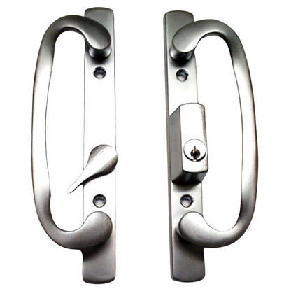 Sliding Door Handle Set, Sash Controls 2265, Keyed Lock, Mortise Type, Fits 3-15/16" Screw Holes, Offset Latch - Garage and Sliding Door Hardware