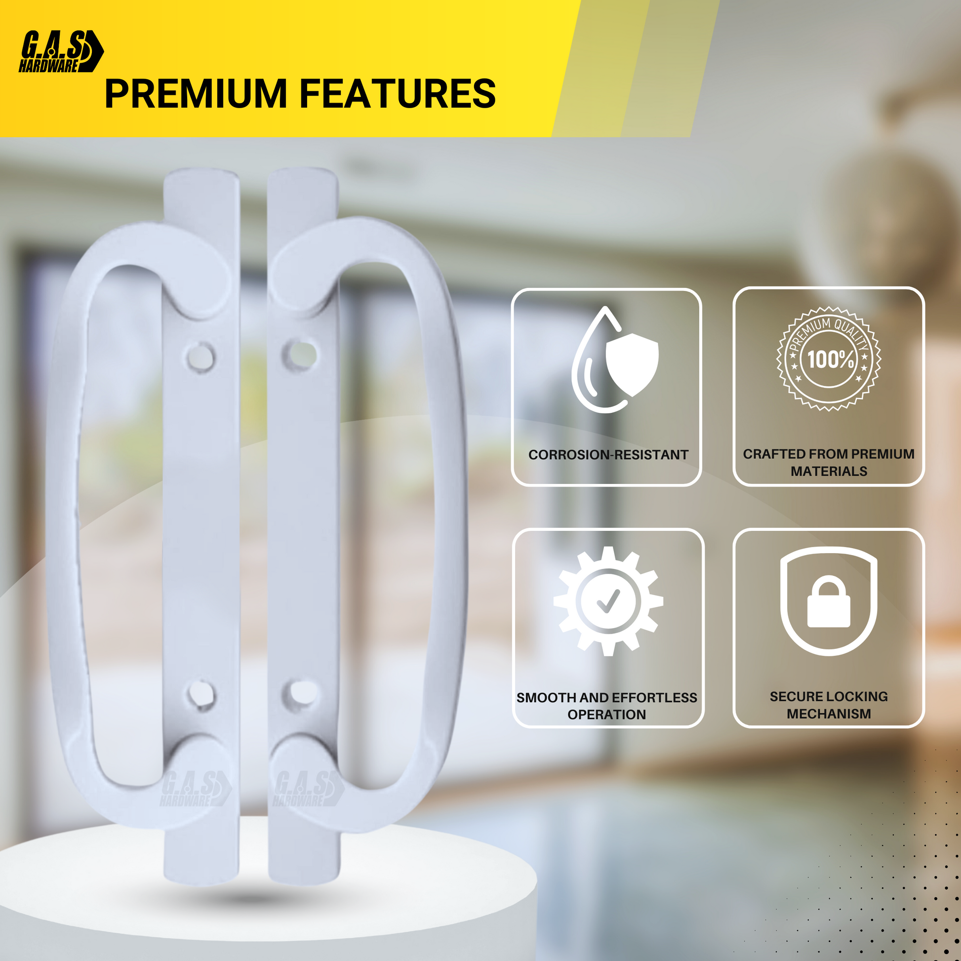 8.5" Legacy Sliding Patio Glass Door Dummy Handle Replacement Set | Sash Controls 2265 Handle Dummy Set | No Mortise, Fits 3-15/16" Screw Holes and 1-1/4" to 2-1/4" Door Thickness - No Latch - Garage and Sliding Door Hardware