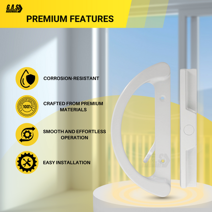 8" Sliding Patio Glass Door Handle Set Replacement – White Diecast Aluminum, Non-Keyed, Fits 3-15/16” Hole Spacing - Garage and Sliding Door Hardware