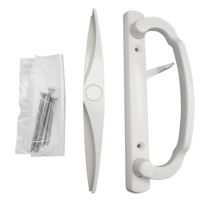 White Acorn Sliding Patio Glass Door Handle with 3-15/16" Hole Spacing- DH-280 - Garage and Sliding Door Hardware